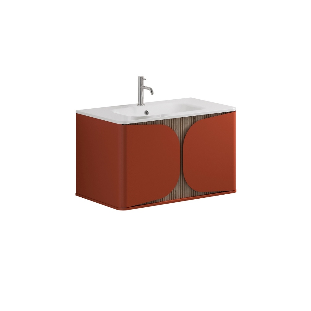 Product Cut out image of the Crosswater Tambour Soft Clay 800mm Single Drawer Unit with Basin